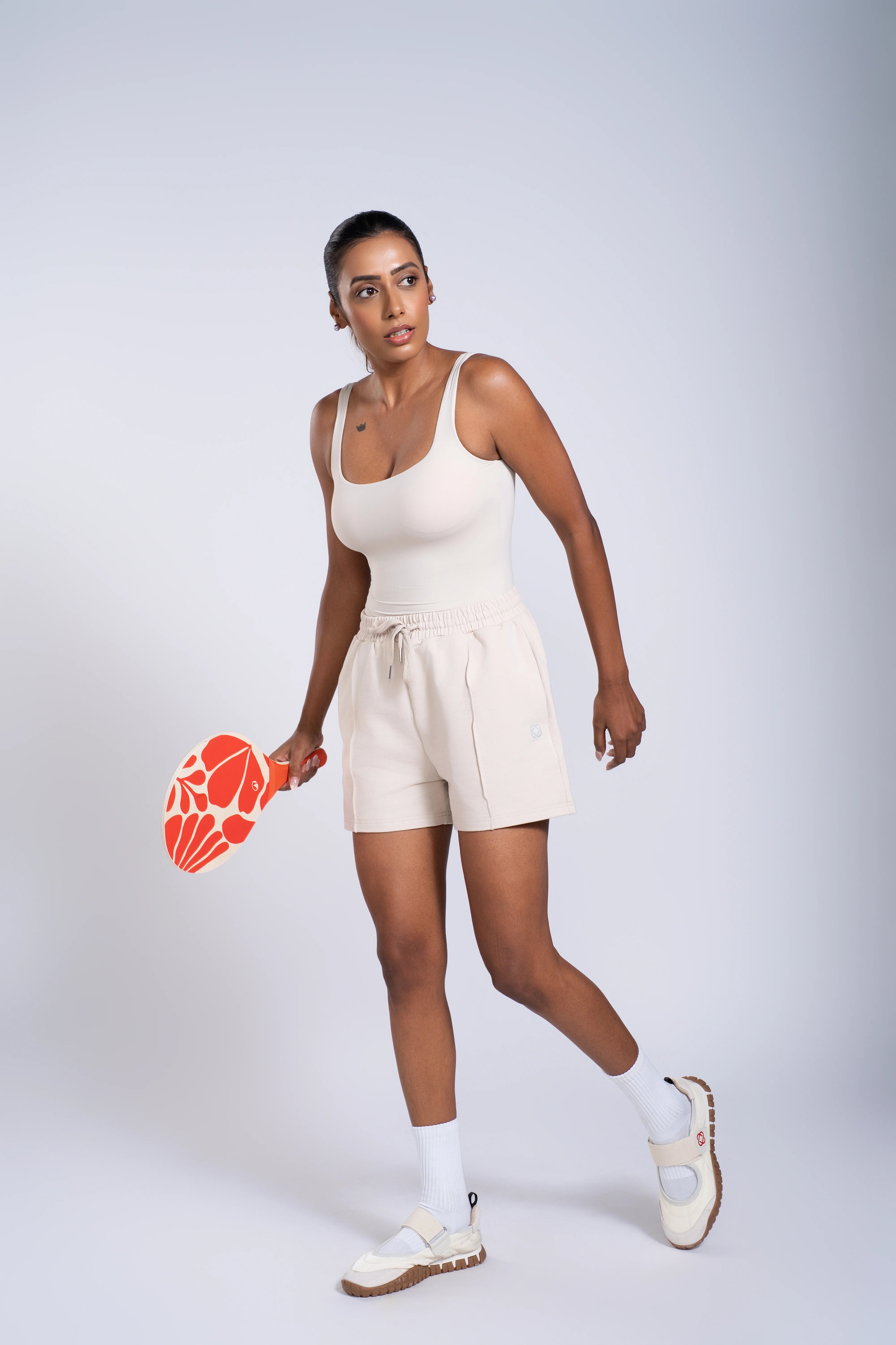Glide Active Cotton Shorts | Cream Beige