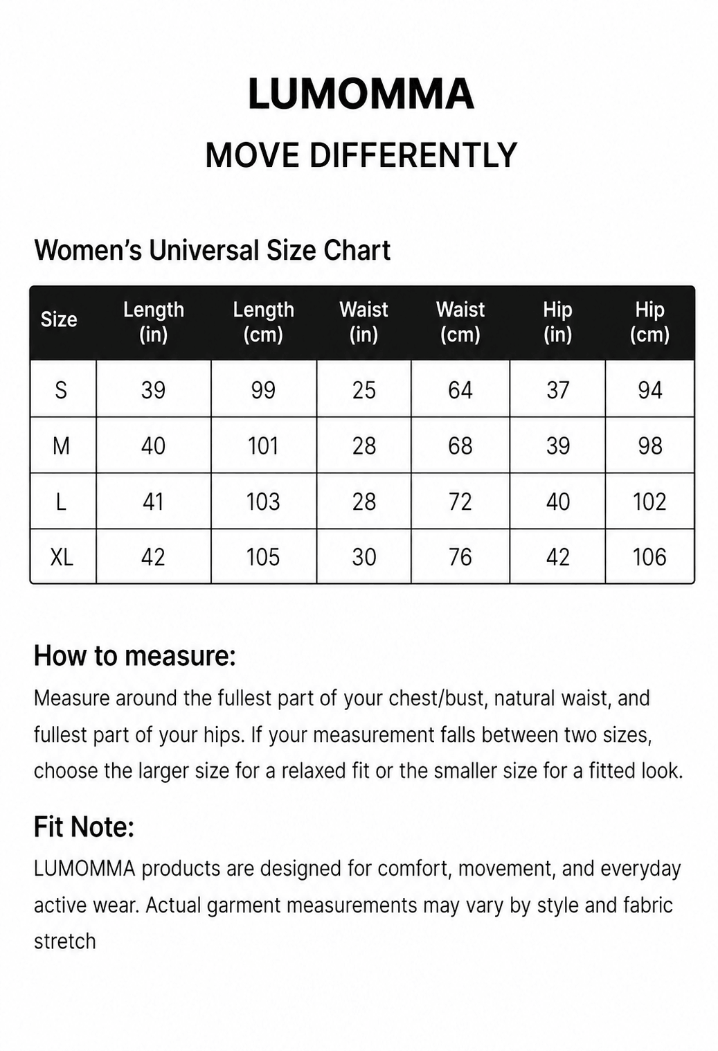 Size chart