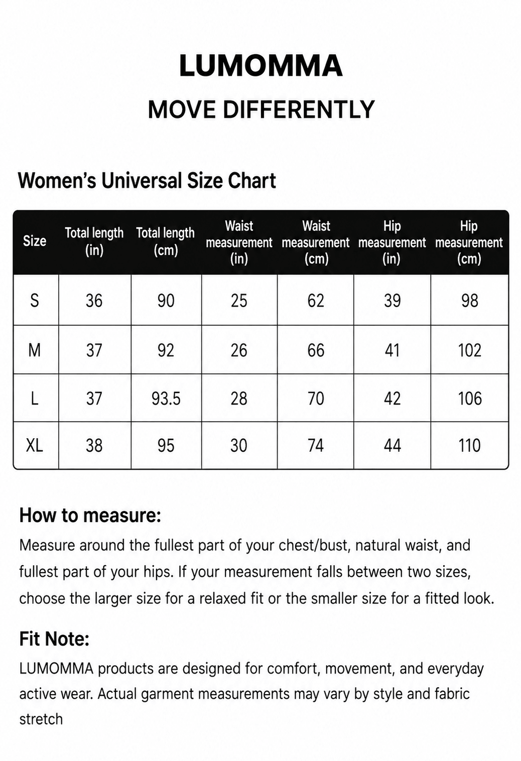 Size chart