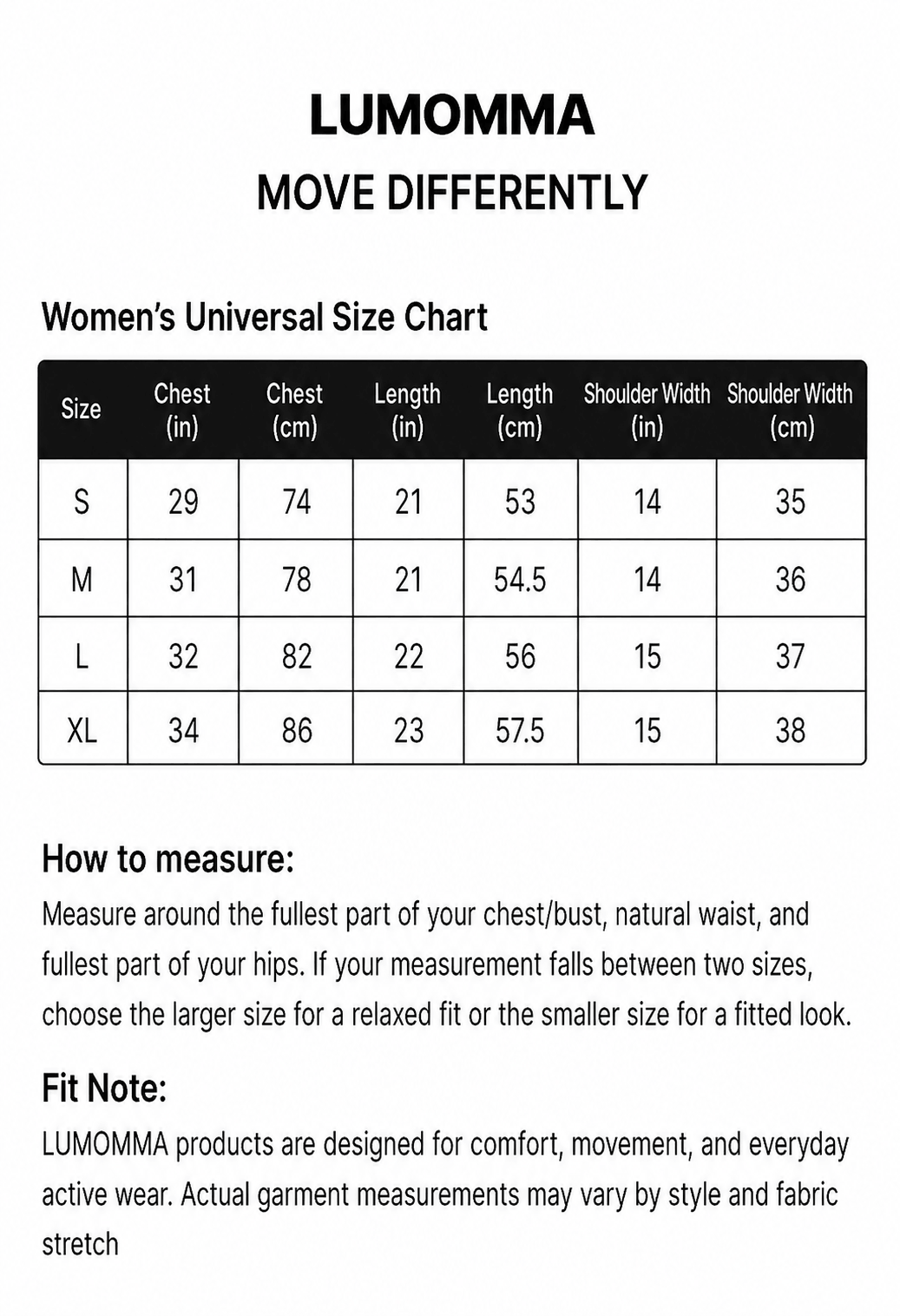 Size chart