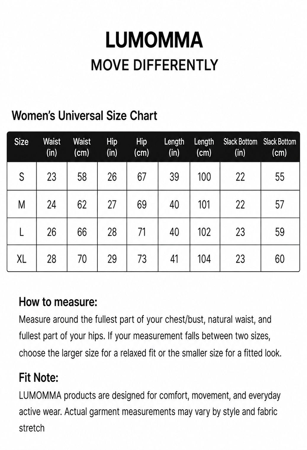Size chart