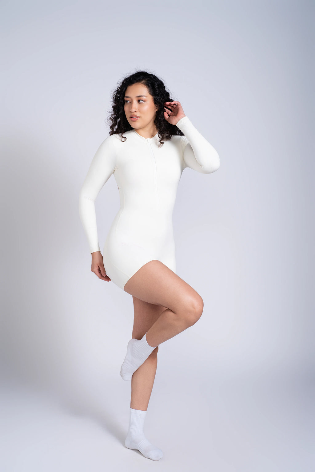 Wave Performance Jumpsuit | SwimWear | With Support | Swan Beige